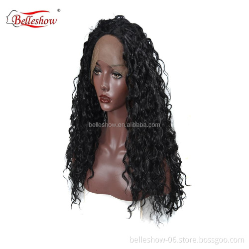 Hot sell wholesale black small curly long curly hair lady wig  cheap lace front wig black long curly hair wigs